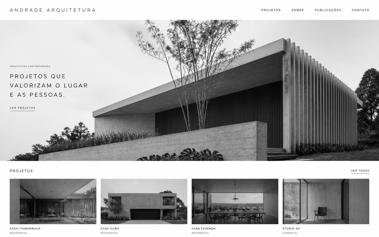 Site do projeto Andrade Arquitetura