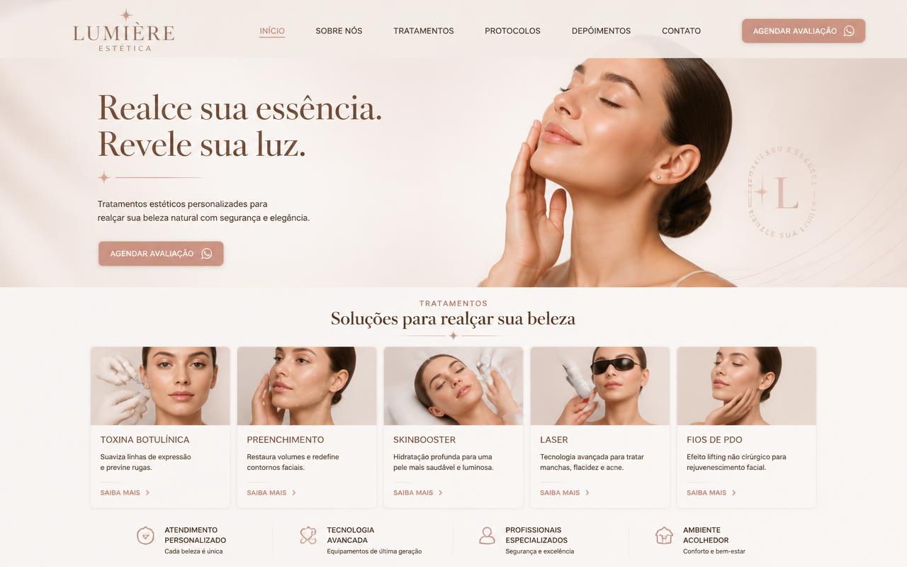 Site de estética em tablet