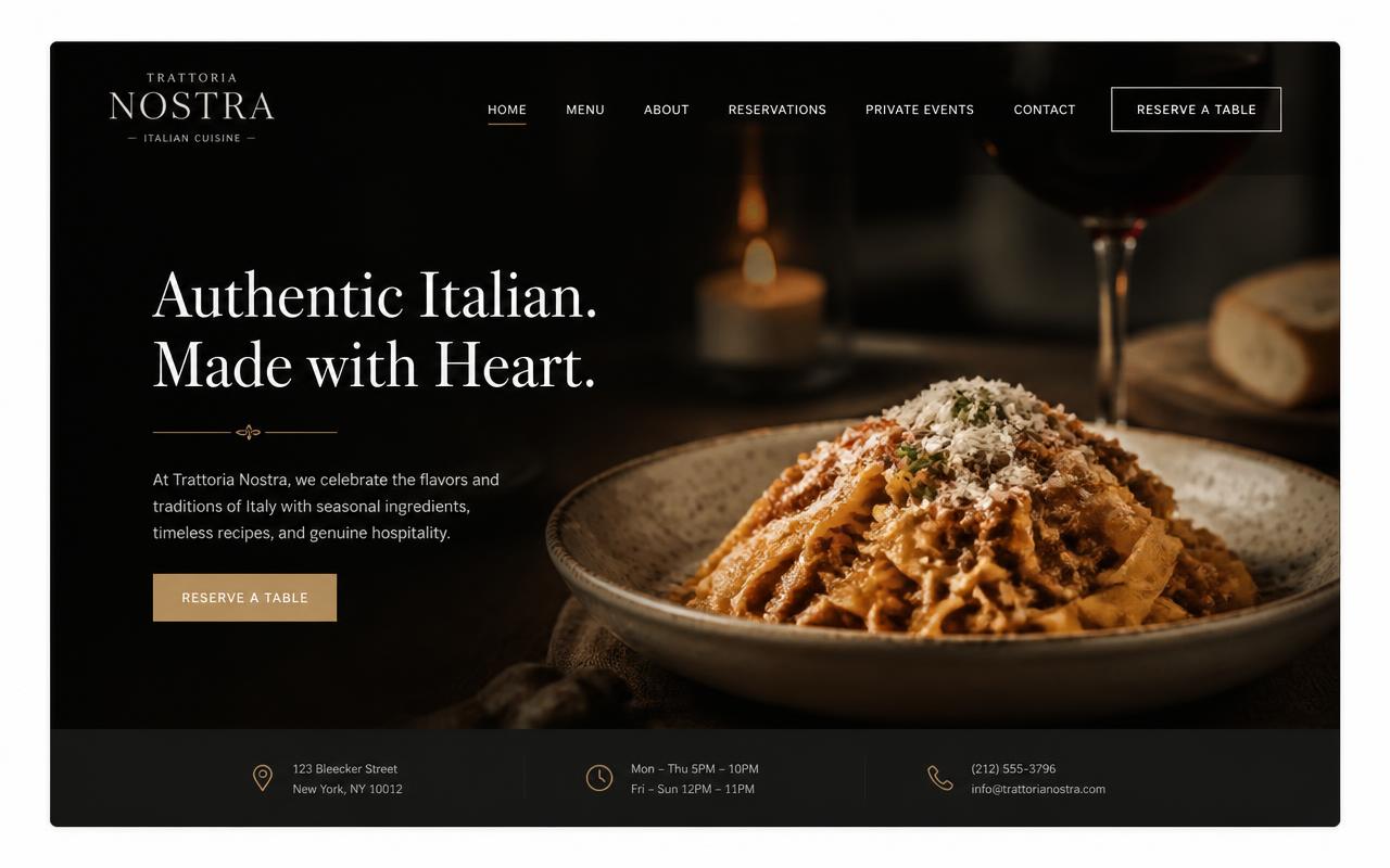 Site de restaurante criado pela AgêncIA